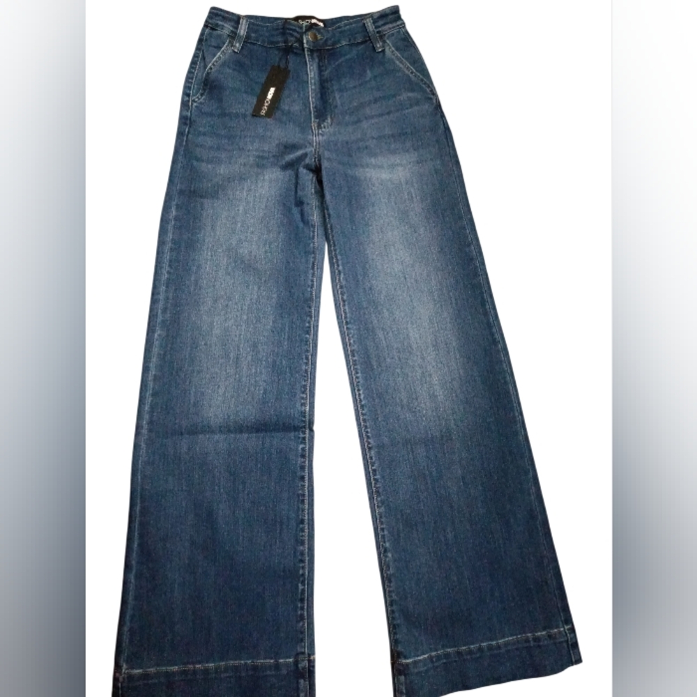 Fashion Nova Dark Blue Wide Leg Jeans